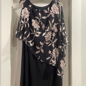 Scarlett Black Dress with Pink Floral Overlay